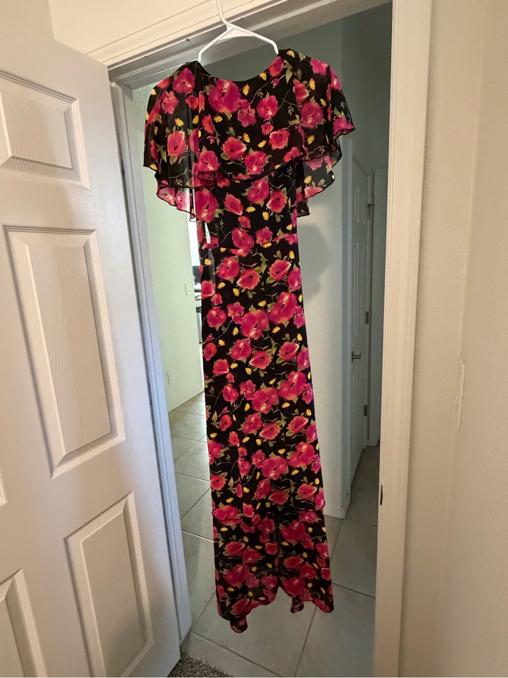Abound Black Maxi Dress with Hot Pink and Yellow Floral Print - Picture 4 of 5